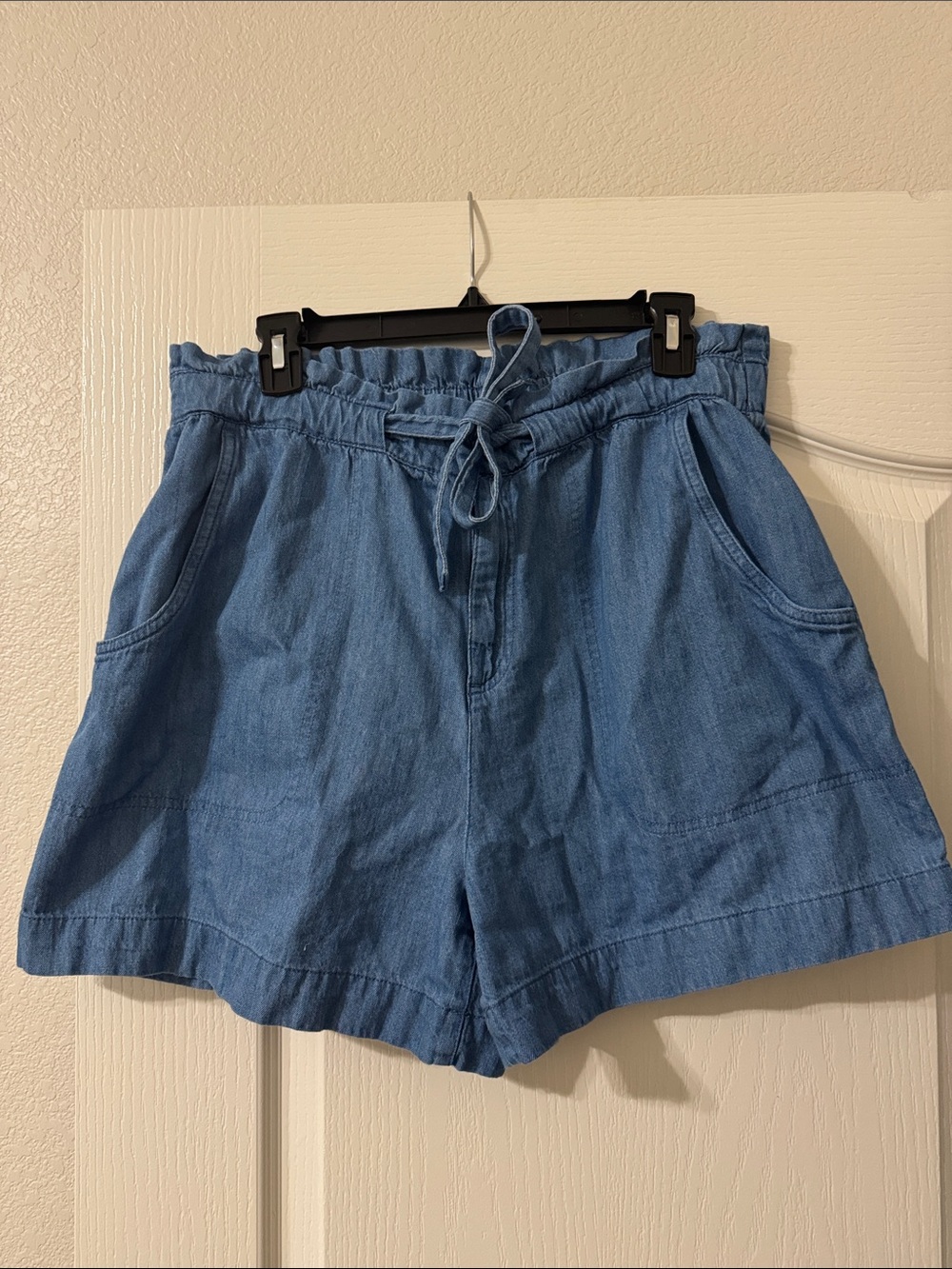 Old Navy Blue High-Waist Paperbag Drawstring Shorts